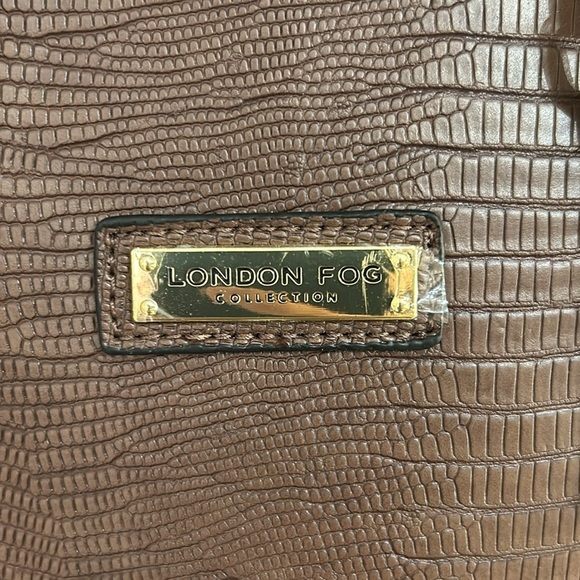 NWT LONDON FOG Caroline Lizard Satchel Brown - Picture 3 of 9